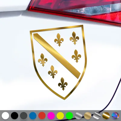 Produktbild von PantherPixel Bosnien Aufkleber Wappen Flagge Fahne Bosna Sticker Auto Geschenkidee Farbe Chrom-Gold