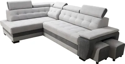 Produktbild von Robin Grand Ecksofa mit Schlaffunktion Bettkasten Kopfstützen 277x180x86 Silver Anthracite Links