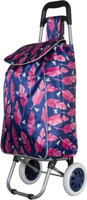 Produktbild von Einkaufstasche auf Rädern METRO ST-01F - blau/rosa Blatt