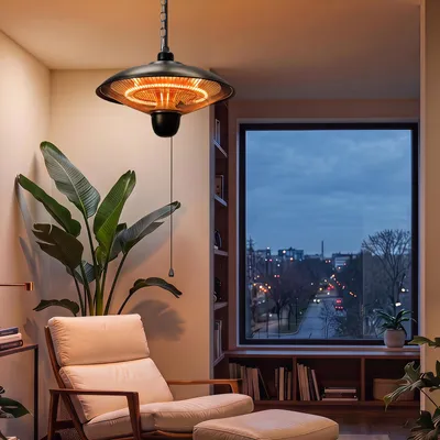 Immagine prodotto di Riscaldatore a infrarossi al quarzo Ikodm, 1800W, 3 livelli di riscaldamento: 600, 1200 e 1800W. Riscaldatore da parete per terrazza, balcone, patio o gazebo