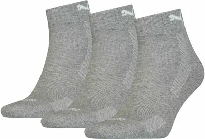 Produktbild von PUMA Uni Quarter-Socken, 3er Pack - Cushioned, Frottee-Sohle, Logo, einfarbig Grau 35-38
