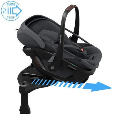 Produktbild von Maxi-Cosi Coral Slide Pro, ultraleichter Babyautositz mit SLIDETECH®2, flache liegeposition, G-CELL, abnehmbare 2.5 kg Babyschale, Moon Graphite
