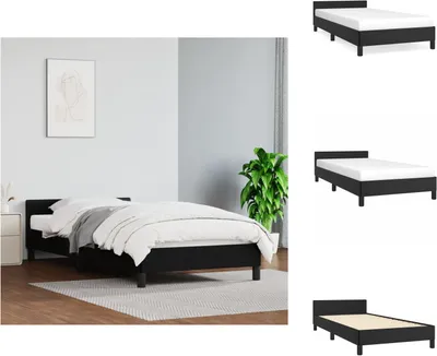 Produktbild von vidaXL Bettgestell mit Kopfteil Schwarz 90x190 cm Kunstleder -  Betten & Bettgestelle