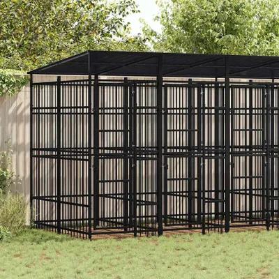 Immagine prodotto di vidaXL Cuccia per cani da esterno con tetto in acciaio 9,22 m²