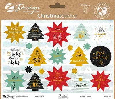 Produktbild von Avery 54613, Papier, Mehrfarbig, Weihnachtsmuster, Entfernbar, Papier, Junge/Mädchen