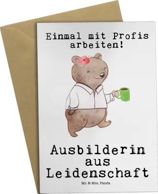 Produktbild von Mr. & Mrs. Panda Grußkarte Ausbilderin Leidenschaft - Weiß - Geschenk, osterkarte, Lustig, einladungskarten, hochzeitskarten, Beruf, Tutorin, Witzig, vatertagskarte