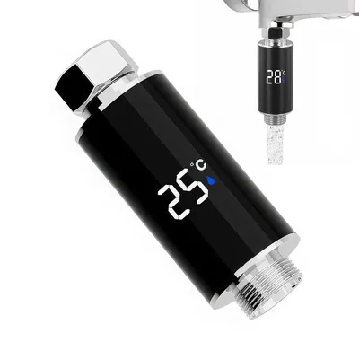 Produktbild von Duschthermometer , sofortiger Temperaturanzeige und Dusch-Timer, 360° drehbares Display, LED-Wassertemperatur, für Babys, Kinder, Bad und Küche