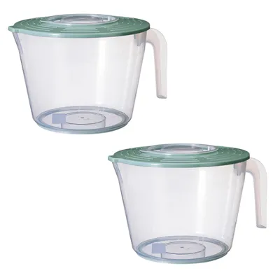 Produktbild von 2er Set Rührschüsseln mit Deckel Messbecher 2 Liter Schüssel Kunststoff Mixschüssel Rührbecher Küchenschüssel Spritzschutz