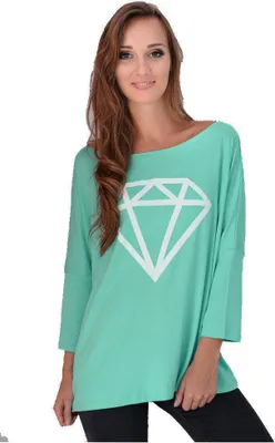 Produktbild von Damen Langarm Bluse Oberteil mit Motiv; Mintgrün/2XL/3XL