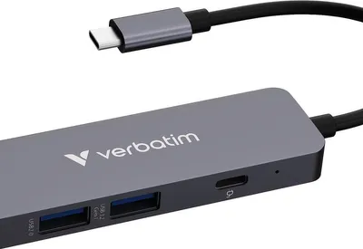 Produktbild von Verbatim 32155, USB 3.2 Gen 1 (3.1 Gen 1) Type-C, HDMI, USB 2.0 Type-A, USB 3.2 Gen 1 (3.1 Gen 1) Type-A, 5000 Mbit/s, 3840 x 2160, 3840 x 2160 Pixel, Grau