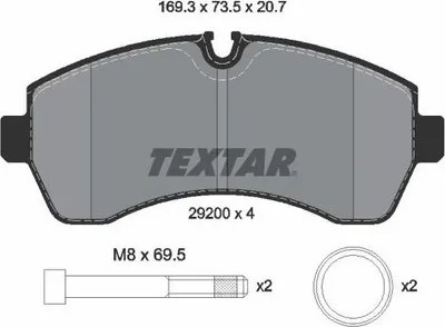Produktbild von TEXTAR 2920006 Bremsbeläge Satz Vorne passend für MERCEDES-BENZ SPRINTER 3,5-t Kasten (906) Sprinter 3,5-T Kastenwagen (907, 910) SPRINTER 3,5-t Bus