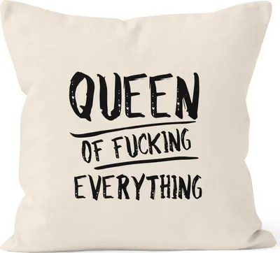 Produktbild von Kissenbezug Queen of Fucking Everything Deko-Kissen 40x40 Baumwolle MoonWorks® natur