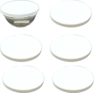 Image de 6 couvercles Ø 14,5 cm en blanc pour saladier en mélamine et en verre Ø 14 cm