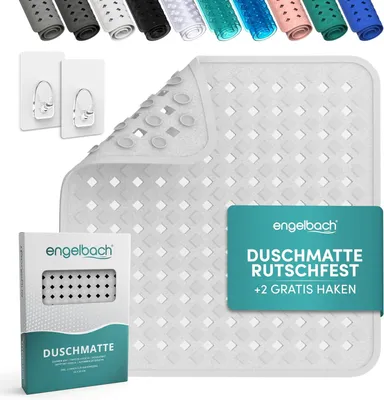 Immagine prodotto di Tappetino antiscivolo per doccia, 53 x 53 cm - Include ganci per appenderlo - 100% privo di BPA - Tappetino antiscivolo per la doccia