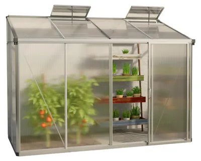 Produktbild von GFP Gewächshaus Anlehngewächshaus Eden 24 aus Alu - 294x147 cm - 10 mm Polycarbonat Doppelstegplatten
