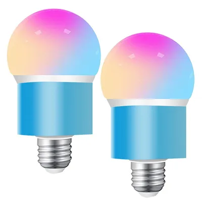 Produktbild von 2er-Set E27 WiFi Smart LED-Glühbirnen, RGBWW + Weißlicht, 16 Mio. Farben, Alexa & Google Assistant kompatibel, dimmbar, Musikmodus