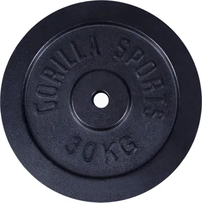 A black weight plate with embossed text.
