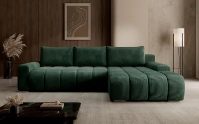 Produktbild von Moebelfest Porto Ecksofa L‑Form – Cordstoff – Dunkelgrün - Rechts