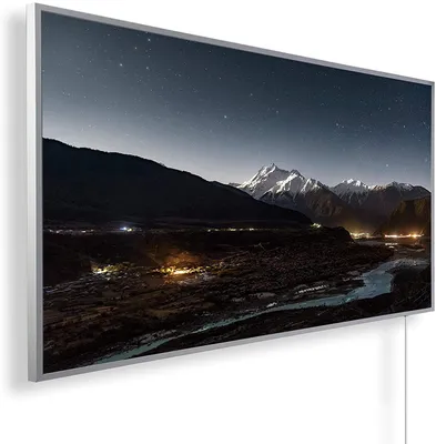 Produktbild von Panorama Infrarotheizung 1200W - Berg Tal und Sternenhimmel mit  Thermostat