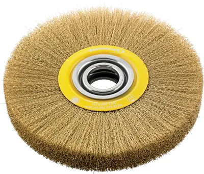 Produktbild von FORMAT Rundbürste Messingdraht 150x22mm, Körnung:nv, Ausführung:gewellt, Drahtstärke:0,3 mm, Bürsten-Ø:150 mm, Besatzlänge:43 mm