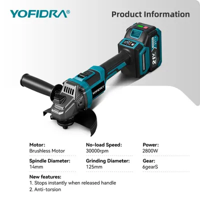 Imagen del producto de Amoladora angular, juego de 2 baterías - 30000 RPM - Disco de corte de 125 mm