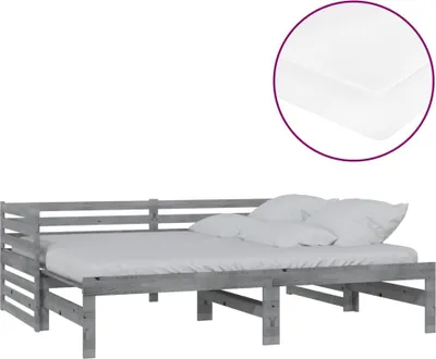 Produktbild von vidaXL Ausziehbares Tagesbett 2x(90x200) cm Grau Massivholz Kiefer