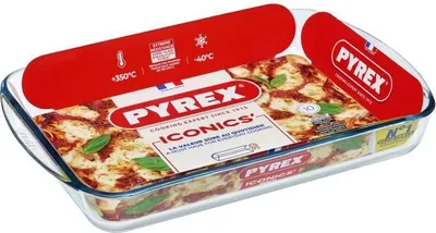 Image de Plat à Lasagnes PYREX, Rectangulaire, Verre Borosilicate, 40 x 27 cm, Résistant -40°C à +300°C