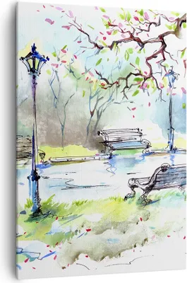 Produktbild von Bild auf Leinwand - Leinwandbild - Einteilig - Path urban Park Landschaft - 70x100cm - Wand Bild - Wanddeko - Wandbilder - Leinwanddruck - Wanddekoration - Leinwand bilder - Wandbild - PA70x100-3035