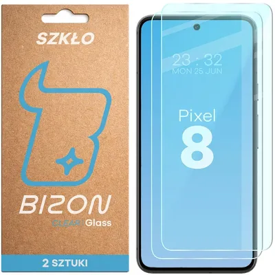 Produktbild von Gehärtetes Glas für Google Pixel 8, Bizon Glass Clear Duo, 2 Stück