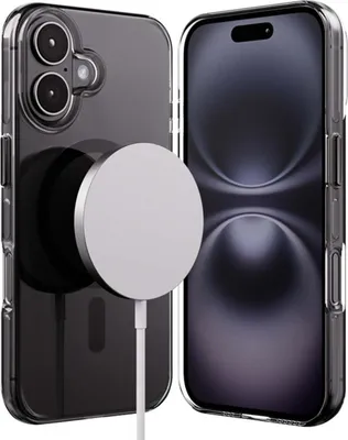 Produktbild von Crong, Clear MAG Pro Hülle iPhone 16 MagSafe kompatibel, Schwarz transparent