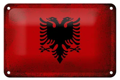 Produktbild von Blechschild Flagge Albanien 18x12cm Flag Albania Vintage