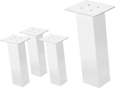 Produktbild von ML-Design 4er Set Tischbeine / Bankkufen schräg, 30 cm, Weiß glänzend, aus pulverbeschichtetem Stahl, eckig, Profil 8x8 cm, I-Form 96° Neigung