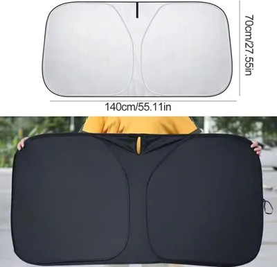 Imagen del producto de Protector solar para parabrisas, 140 x 70 cm, plegable, compatible con la mayoría de los coches y vehículos todoterreno