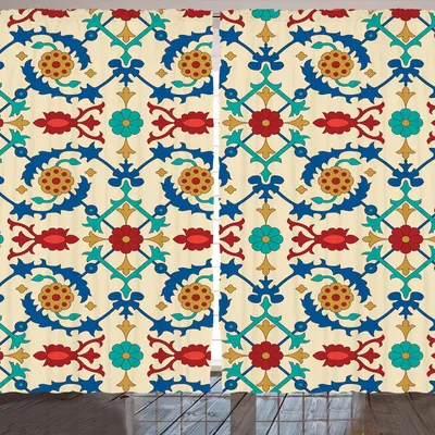 Produktbild von ARANDE marokkanisch Gardine, Nostalgische Ostkunst Motive Blumenverzierungen Mit Barocker Inspiration Ethnisch, 280 x 245 cm, Mehrfarbig