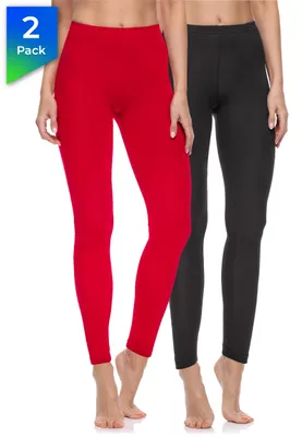 Image de Merry Style Femmes Longs Leggings en coton 2 Pack MS10-198 (Noir/Rouge, XL)