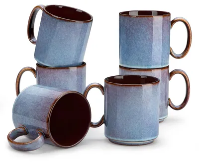 Kaffeebecher-Set 6er, Keramik, 480 ml, Blau, spülmaschinengeeignet