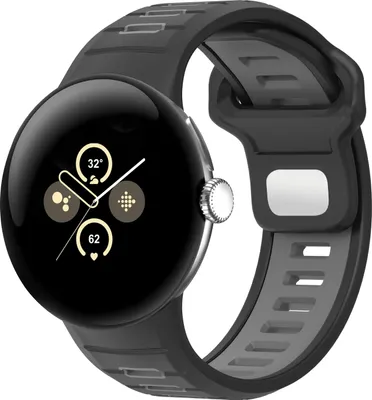Produktbild von Strap-it Sport Armband Silikon passend für Google Pixel Watch 3 - 45mm / Google Pixel Watch 4 - 45mm - Schwarz/Grau