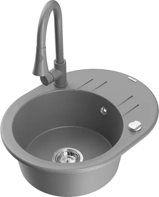 Produktbild von Mexen Kevin 1 Becken-Granitspüle mit Abtropffläche und Mischbatterie Elia, Grau - 6517-71-670101-71