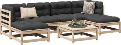 Produktbild von Möbel 7-tlg. Garten-Sofagarnitur mit Kissen Massivholz Kiefer - Sitzgruppe 3295822