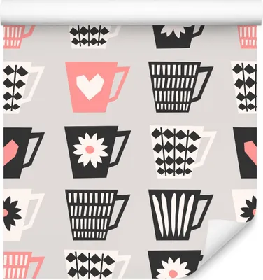 Immagine prodotto di 10m VLIES WALLPAPER Roll Sala da pranzo Mug Porcellana Fiori geometrici XXL