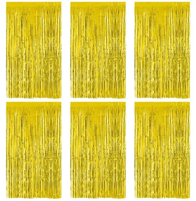 Produktbild von Lametta-Vorhang, Gold, 2 Meter, 6 Stück, für festliche Dekoration