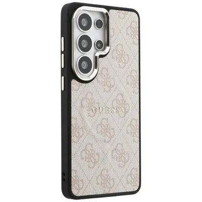 Produktbild von Guess 4G Lederhülle mit MagSafe für das Samsung Galaxy S26 Ultra - Goldfarbene Umrandung - Rosa