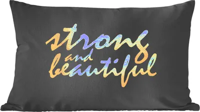 Produktbild von MuchoWow® Zierkissen Sofakissen Wohnzimmer Dekokissen 60x40 cm Zitate - Motivation - Schwarz - Gold - Kopfkissen - Polster mit Foto