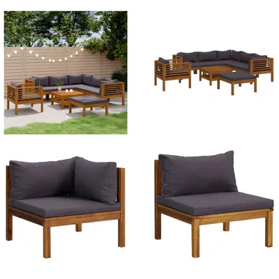Image de vidaXL Ensemble de salon de jardin 8 pièces avec revêtement en bois massif d'acacia - Ensemble de salon de jardin - Ensemble de salon de jardin - Ensemble de canapé modulaire