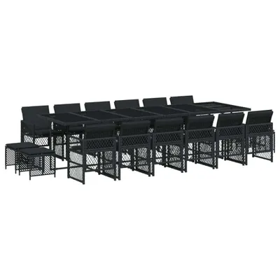 Produktbild von vidaXL 17-tlg. Garten-Essgruppe mit Kissen Schwarz Poly Rattan