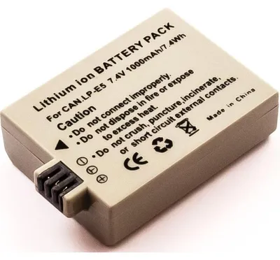Produktbild von Akku für Canon EOS 1000D Li-Ion 7,4 Volt 750 mAh grau.