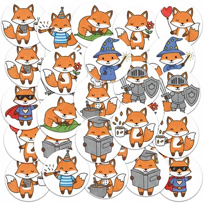 Image de Autocollants cahier 23 pcs RONDS - Animal Renard LISEK LAS Sauvages