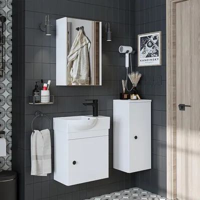 Produktbild von Roomart PUNTO Badmöbel-Set 4-teilig 46.5 cm breit, Weiß