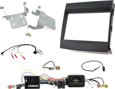 Productafbeelding van 2-DIN inbouwset voor Porsche Cayenne (2011-2016), met stuurwielbediening (SWC) en versterker, zwart
