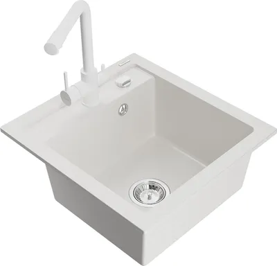 Produktbild von Mexen Vito 1-Becken-Granit-Spüle mit Mischbatterie Duero, Weiß - 6503-20-671600-20